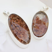 large oval garden quartz silver gemstone pendant
