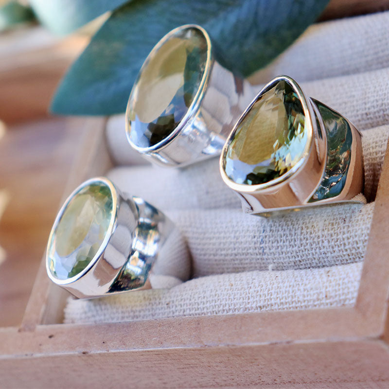 big green amethyst silver ring