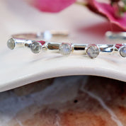 moonstone silver gemstone bangle cuff
