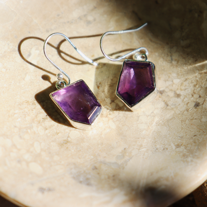 amethyst sterling silver gemstone earrings