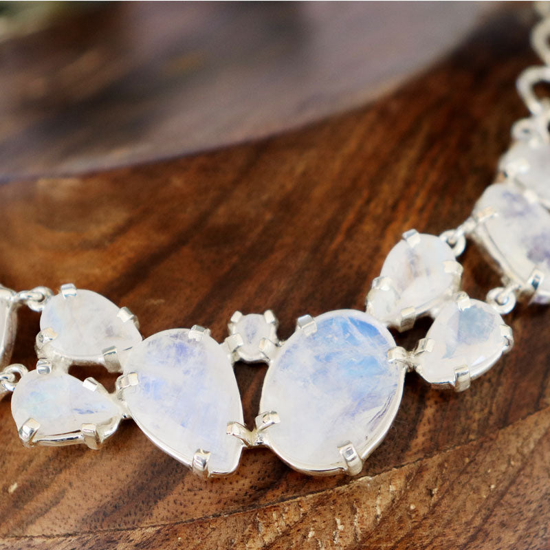 moonstone chunky silver gemstone necklace