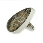 large teardrop garden quartz silver gemstone ring