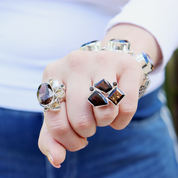 smoky quartz citrine pearl labradorite sterling silver gemstone ring