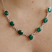 emerald quartz sterling silver gemstone necklace