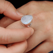 teardrop moonstone gemstone sterling silver ring