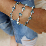 blue topaz silver gemstone bracelet