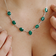 emerald quartz sterling silver gemstone necklace