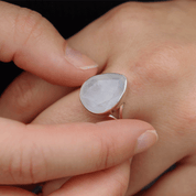 teardrop moonstone gemstone sterling silver ring