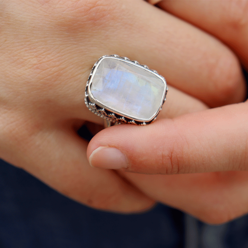 moonstone sterling silver gemstone ring