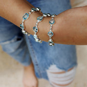 blue topaz silver gemstone bracelet