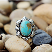 kingman turquoise sterling silver gemstone ring