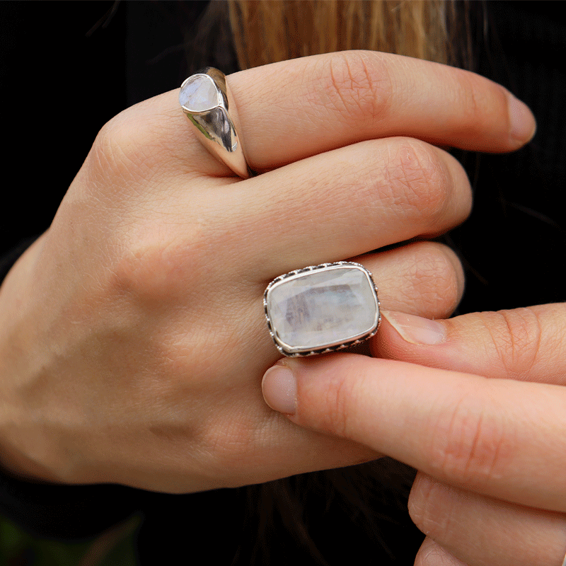 moonstone sterling silver gemstone ring