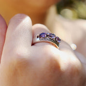 amethyst silver gemstone ring