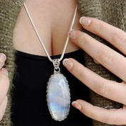 moonstone large sterling silver gemstone pendant