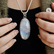 moonstone large sterling silver gemstone pendant