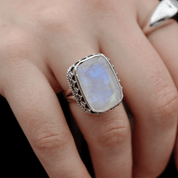 moonstone sterling silver gemstone ring