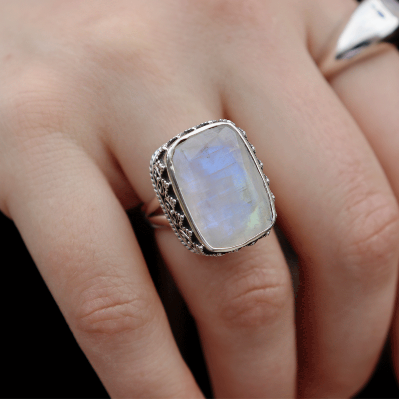 moonstone sterling silver gemstone ring