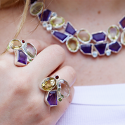 amethyst citrine peridot garnet sterling silver gemstone ring