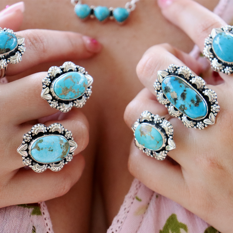 kingman turquoise sterling silver gemstone ring