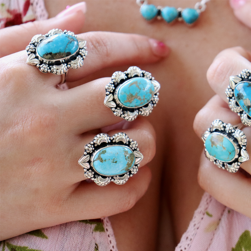 kingman turquoise sterling silver gemstone ring