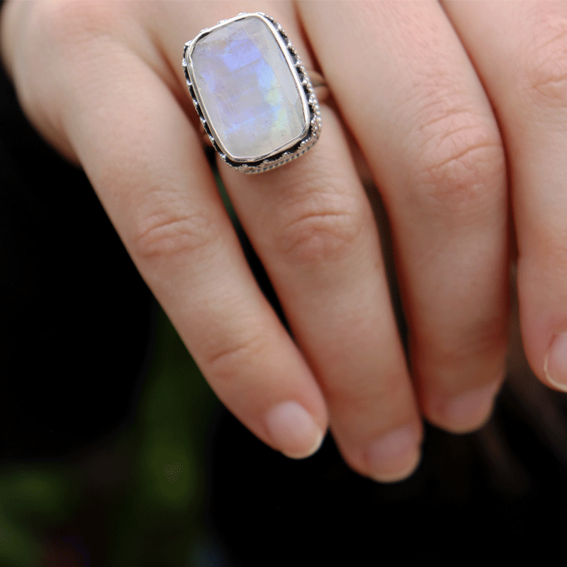 moonstone sterling silver gemstone ring