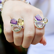amethyst citrine peridot garnet sterling silver gemstone ring