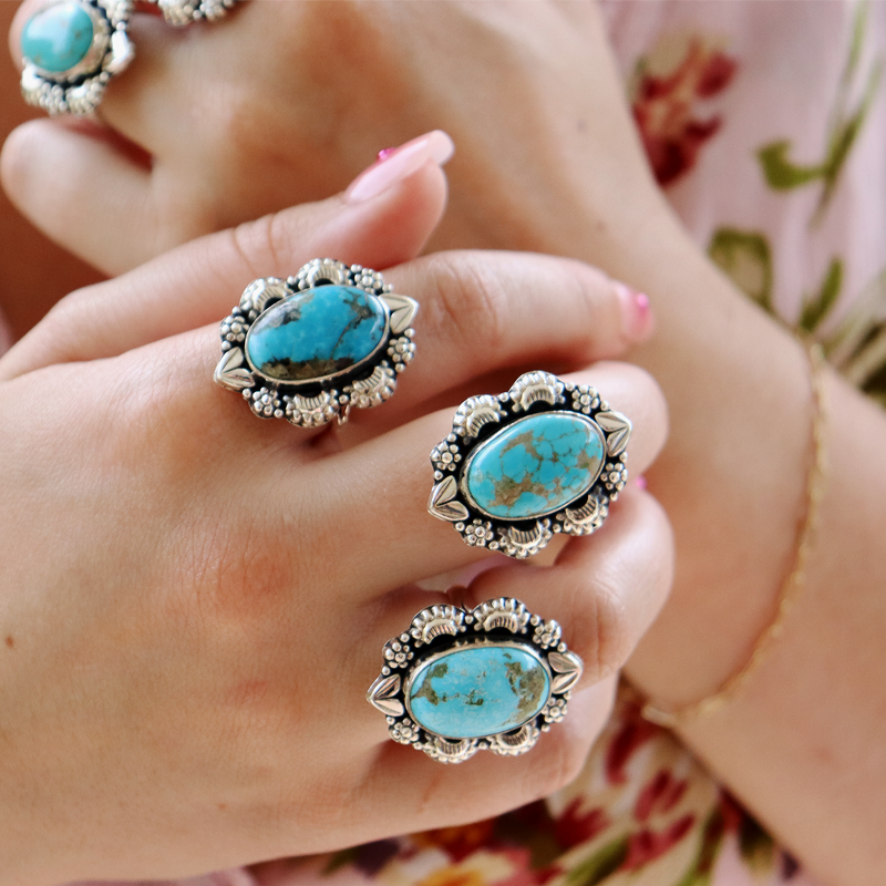 kingman turquoise sterling silver gemstone ring