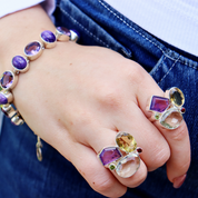 amethyst citrine peridot garnet sterling silver gemstone ring
