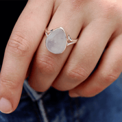 teardrop moonstone gemstone sterling silver ring