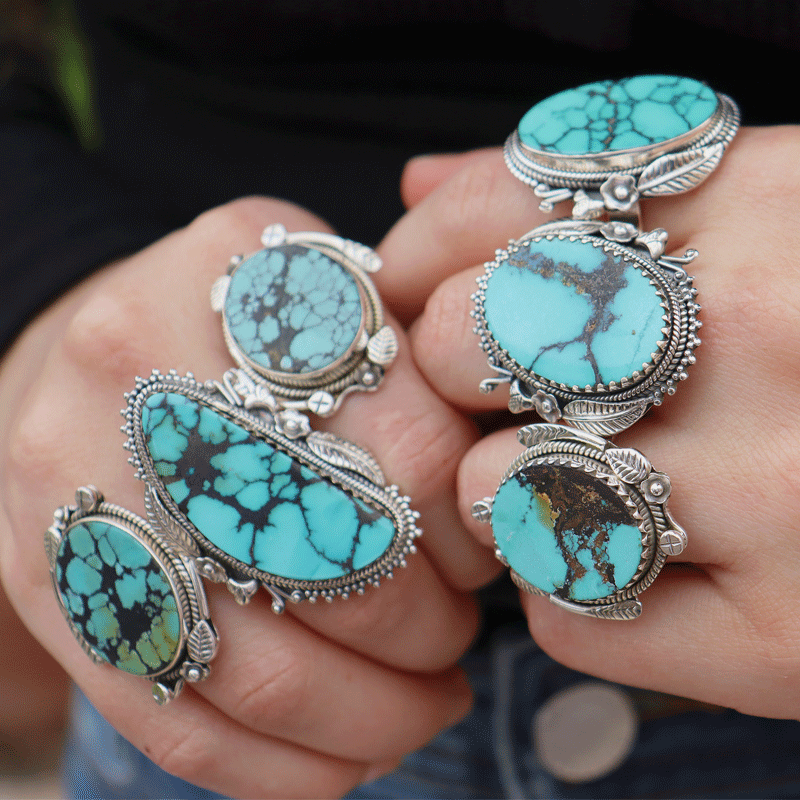 turquoise gemstone sterling silver ring