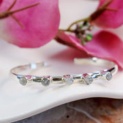 moonstone silver gemstone bangle cuff