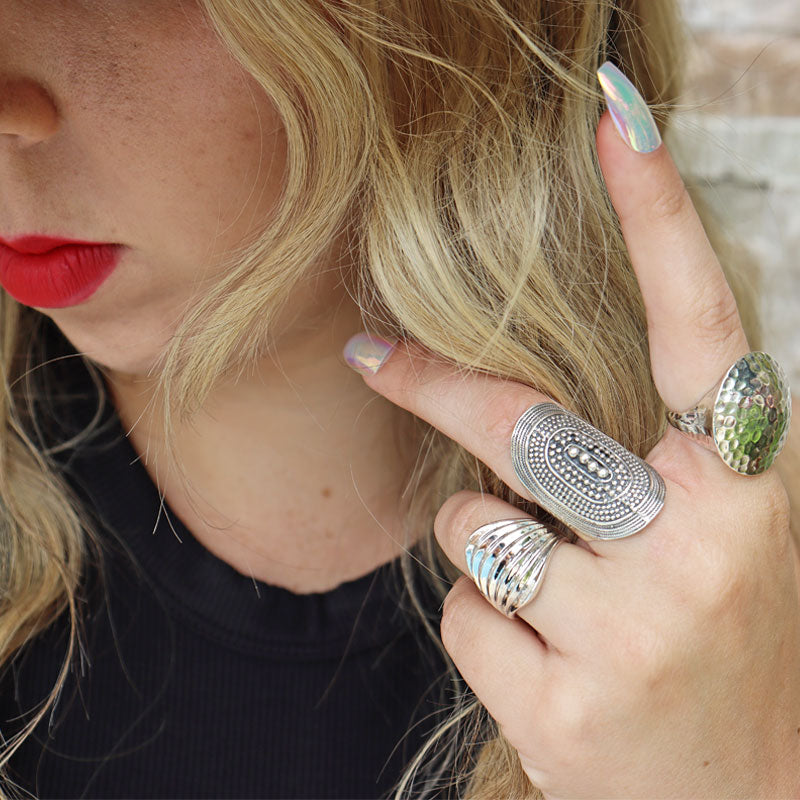 boho style silver tribal ring