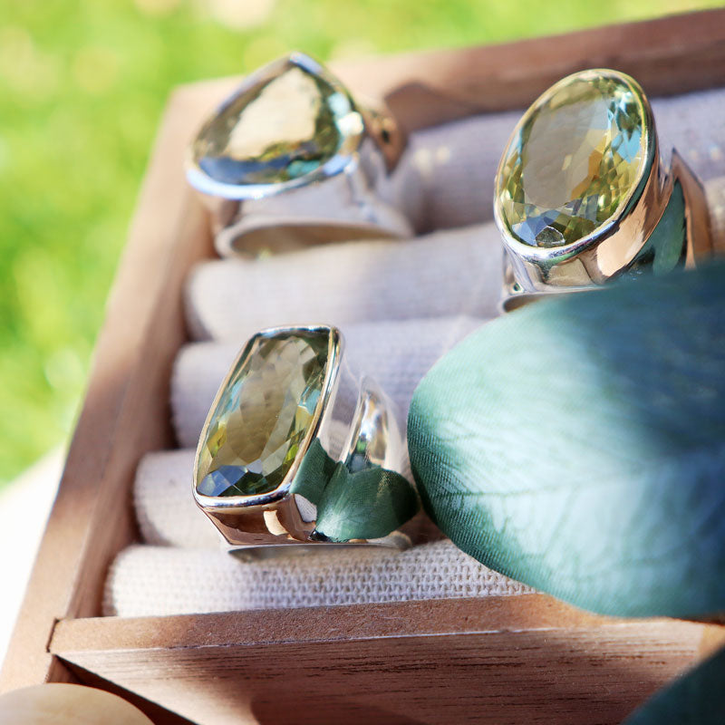 big green amethyst silver ring