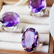 oval chunky amethyst gemstone silver ring