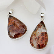 large teardrop garden quartz silver gemstone pendant