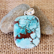 large turquoise silver gemstone pendant