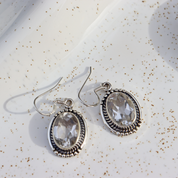 clear quartz oval sterling silver gemstone earrings