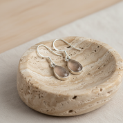 teardrop rose quartz sterling silver earrings