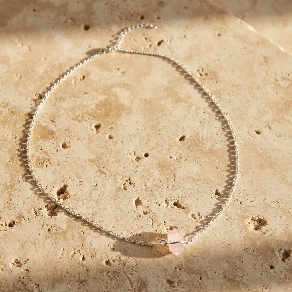 Mini Rose Quartz Choker Necklace