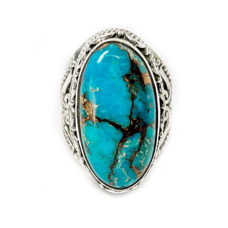 large statement turquoise silver gemstone ring
