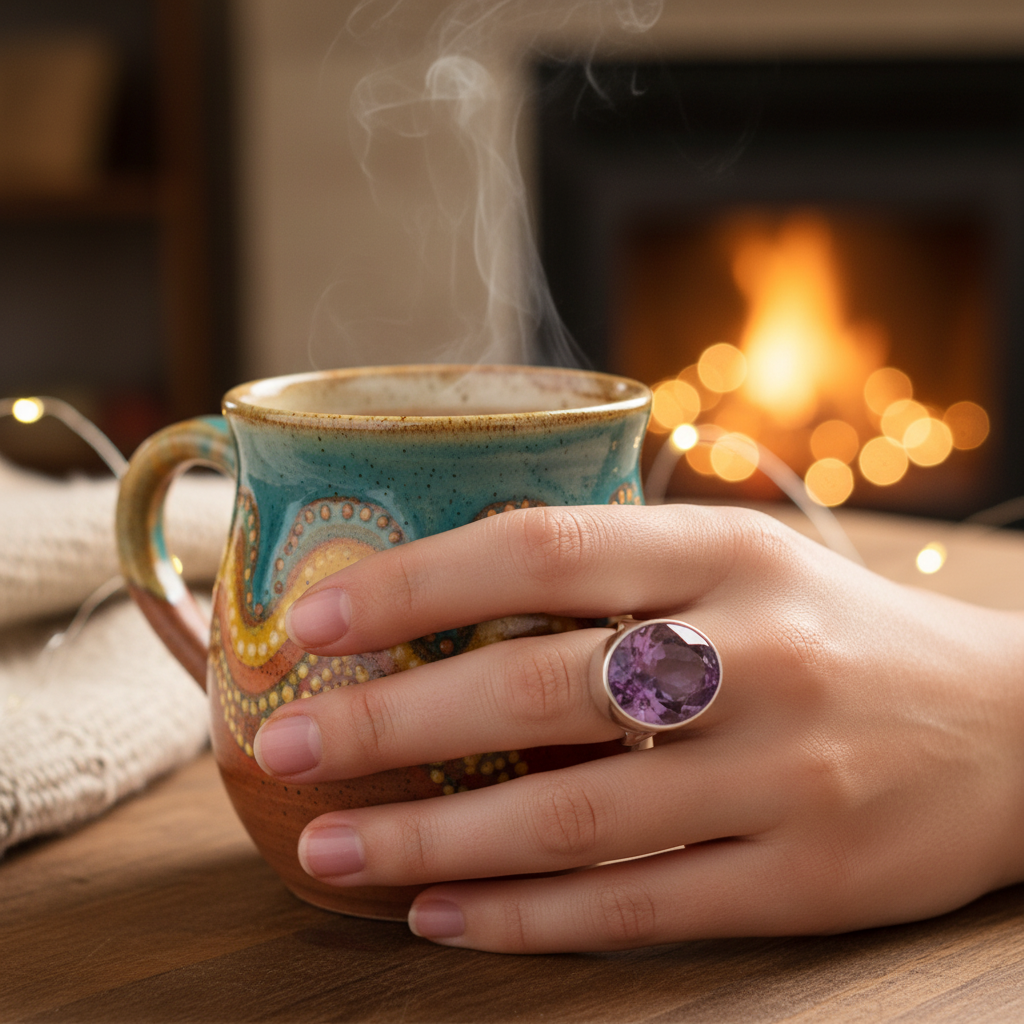 oval amethyst sterling silver gemstone ring