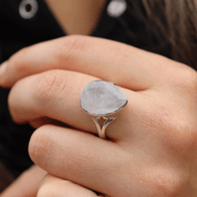 teardrop moonstone gemstone sterling silver ring