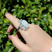 moonstone blue topaz sterling silver gemstone ring
