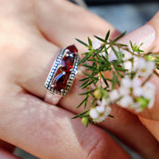 garnet silver gemstone ring