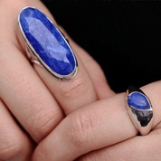 large sapphire quartz oval sterling silver gemstone ring