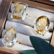 oval large citrine gemstone silver ring