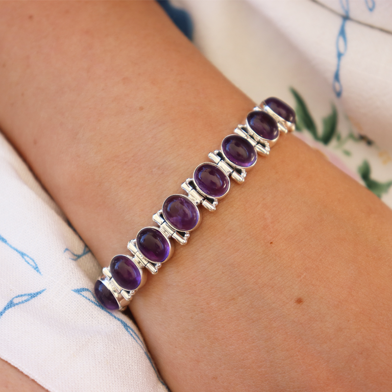 amethyst sterling silver gemstone bracelet