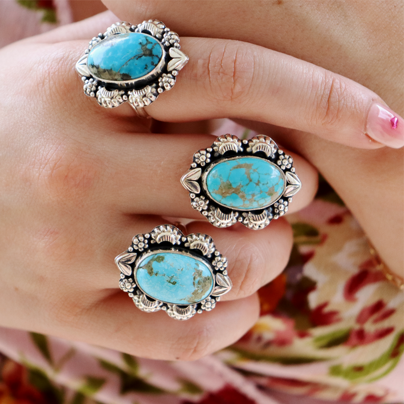 kingman turquoise sterling silver gemstone ring