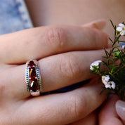 garnet silver gemstone ring