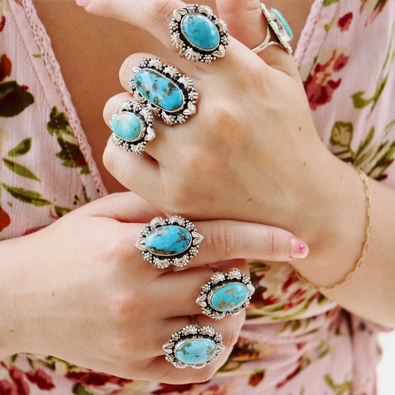 kingman turquoise sterling silver gemstone ring